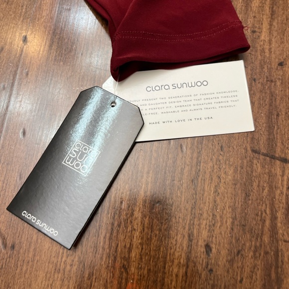 Clara Sunwoo Crossover Tulip Hem Dress Size 4-6 Merlot Wrap Bodycon USA Fall NWT - Picture 2 of 15